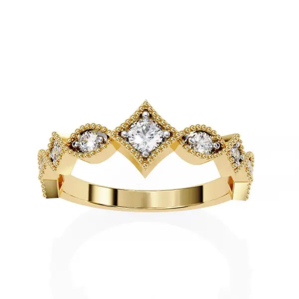 Round Half Milgrain Wedding Band