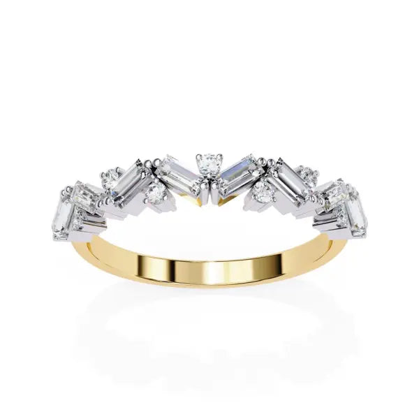 Spiral Baguette & Round Half Eternity Wedding Band