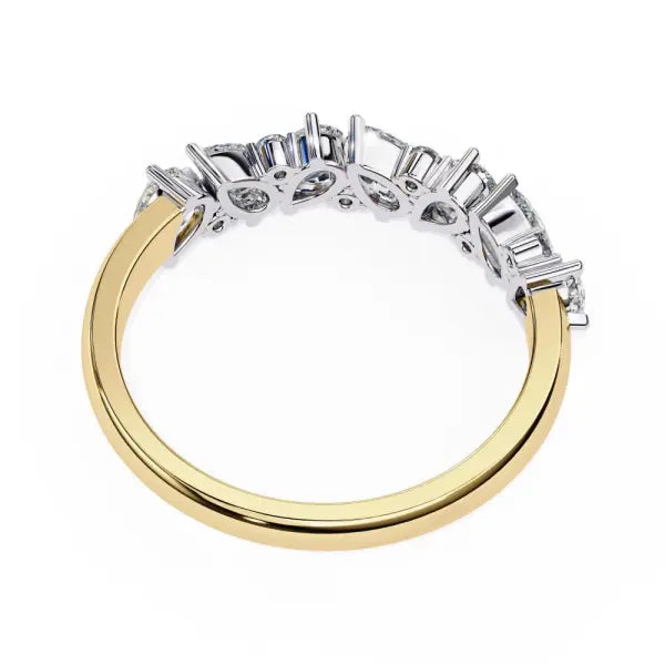 Pear & Round Half Eternity Wedding Band
