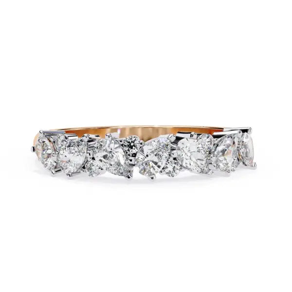 Pear & Round Half Eternity Wedding Band