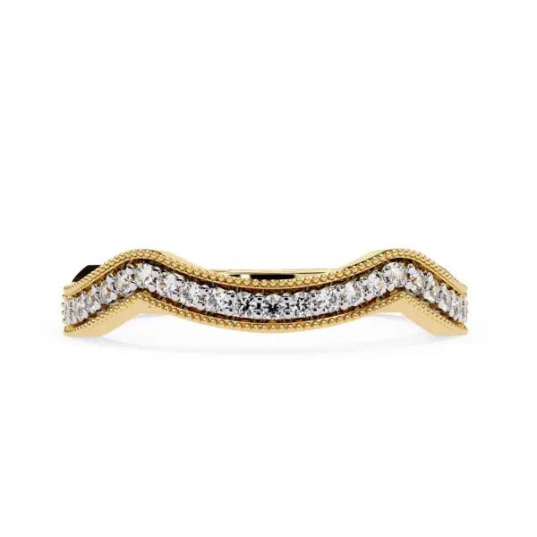 Spiral Milgrain Half Eternity Wedding Band