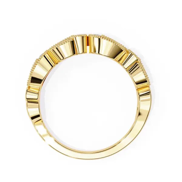 Vintage Style Half Milgrain Wedding Band