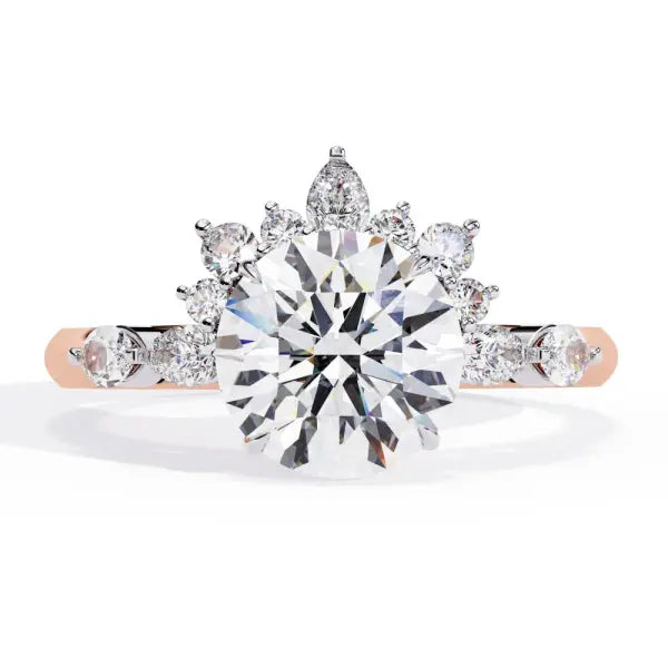Round bottom Cluster Engagement Ring
