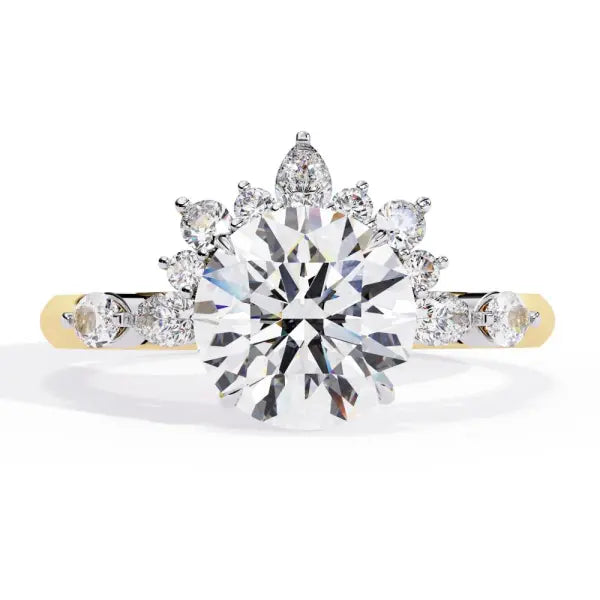 Round bottom Cluster Engagement Ring