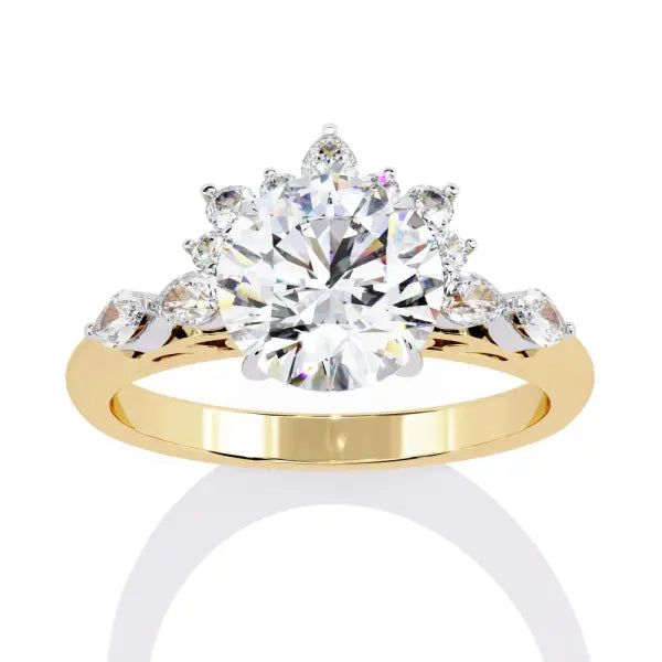 Round bottom Cluster Engagement Ring