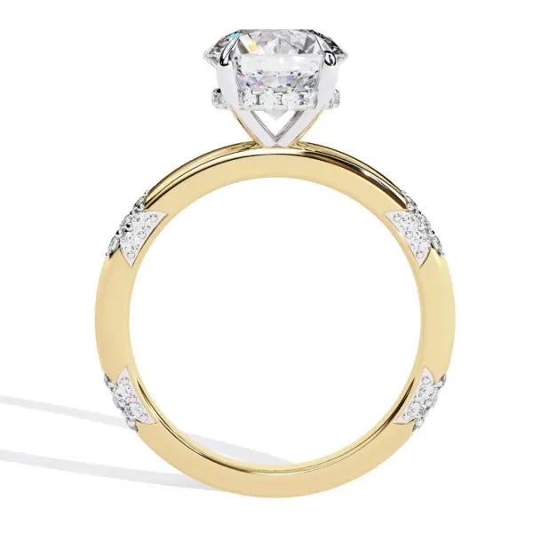 Round Hidden Halo With Lace Design Engagement Ring