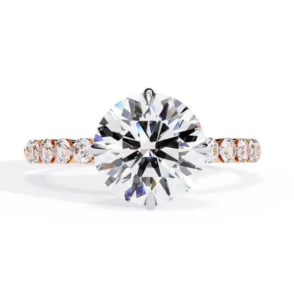Round Hidden Halo With Shared Prong Engagement Ring