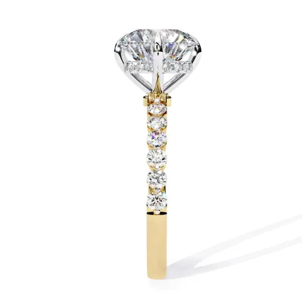 Round Hidden Halo with Shared Prong Engagement Ring