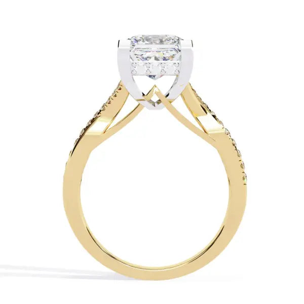 Princess Hidden Halo With Twisted Band Engagement Ring