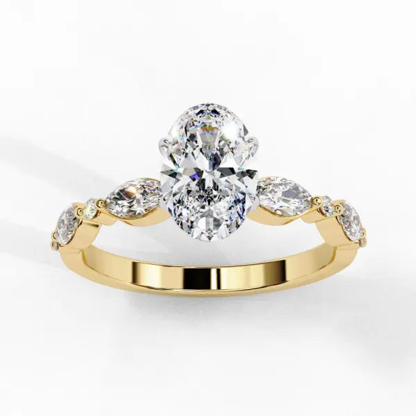 Oval Solitaire With Accent Engagement Ring