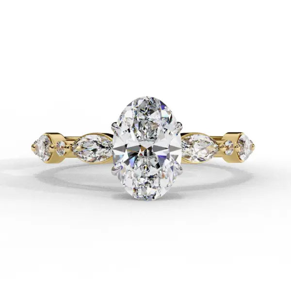 Oval Solitaire With Accent Engagement Ring