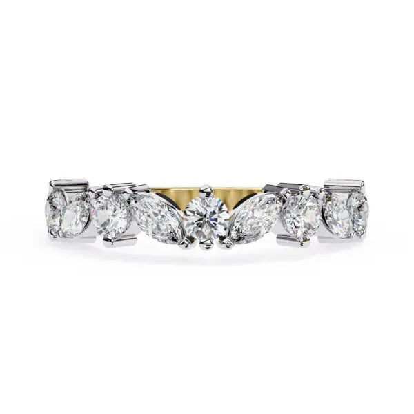 Marquise Round Half Eternity Wedding Band