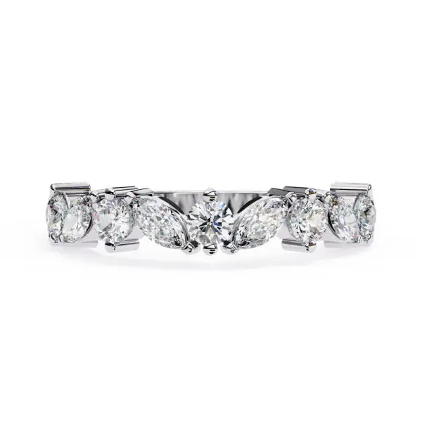 Marquise Round Half Eternity Wedding Band