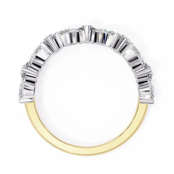 Marquise Round Half Eternity Wedding Band