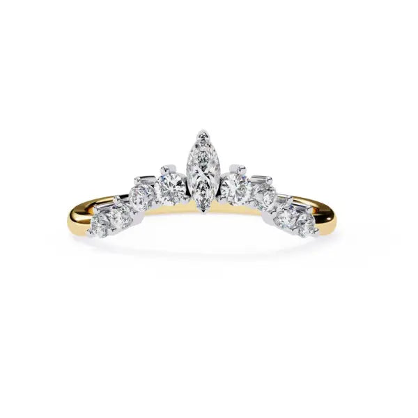 Marquise Round Curved Wedding Band