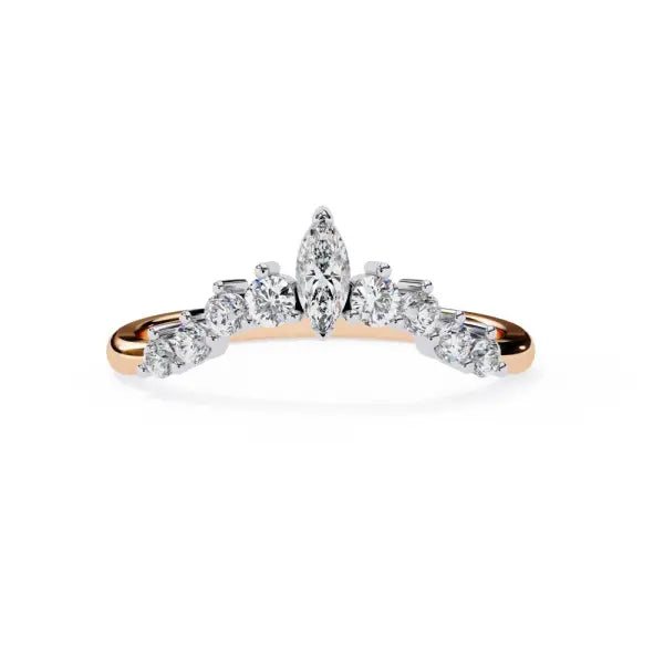 Marquise Round Curved Wedding Band