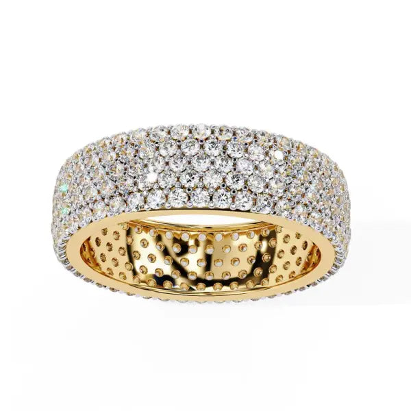 Round Five Row Pave Wedding Band