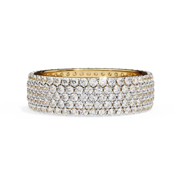 Round Five Row Pave Wedding Band