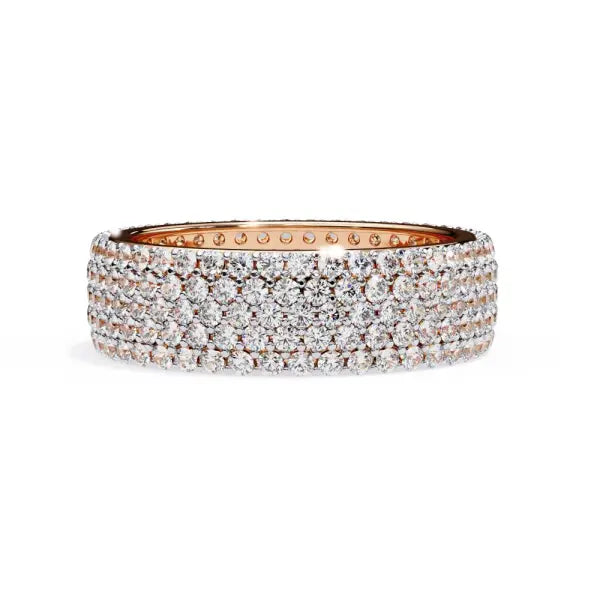 Round Five Row Pave Wedding Band
