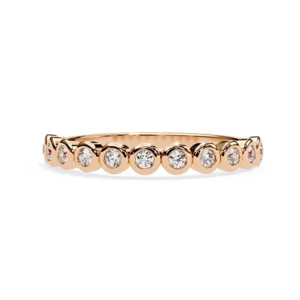 Round Bezel Set Half Eternity Wedding Band