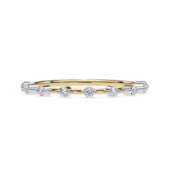 Round Space Prong Set Half Eternity Wedding Band