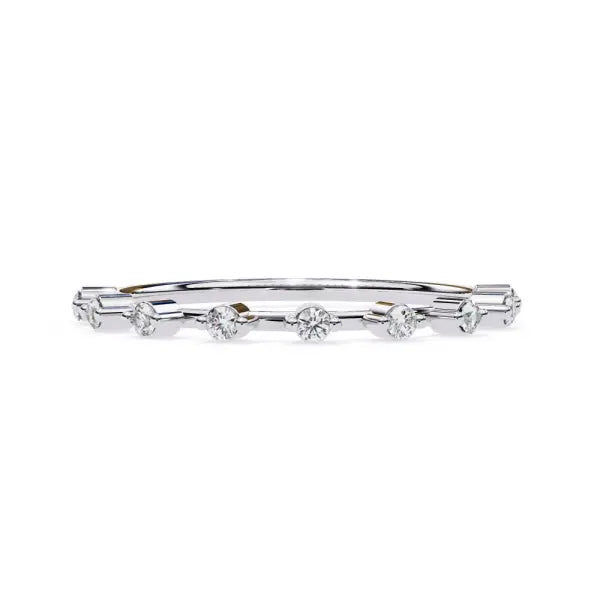 Round Space Prong Set Half Eternity Wedding Band