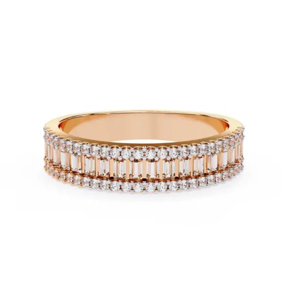 Baguette & Round Half Eternity Wedding Band