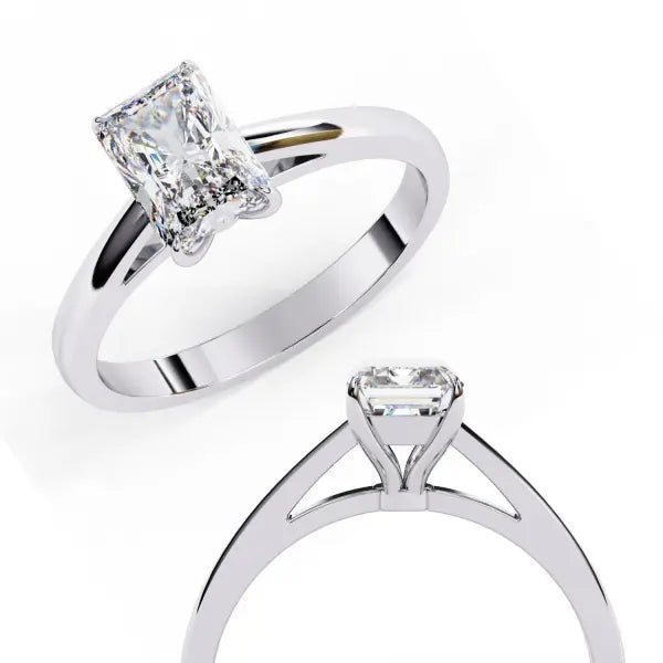 Radiant Solitaire Cathedral Engagement Ring