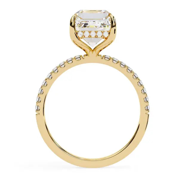 Emerald Hidden Halo with Pave Engagement ring