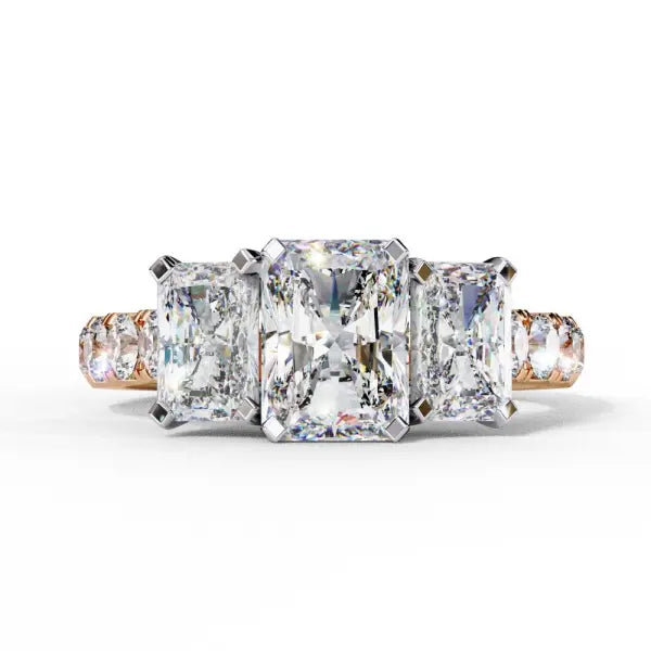 Radiant Three Stone Engagement Ring