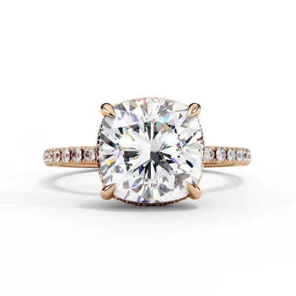 Cushion Hidden Halo with Pave Engagement ring
