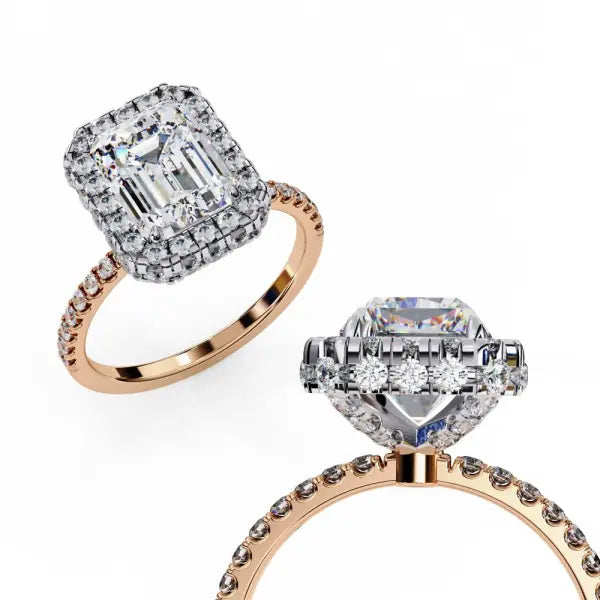 Emerald Unique Halo Engagement Ring