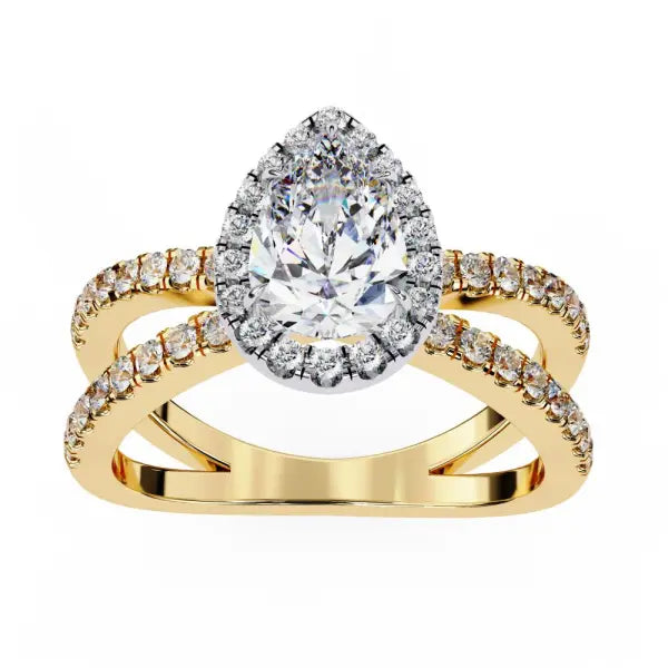 Pear Halo with Split Shank Engagement Ring