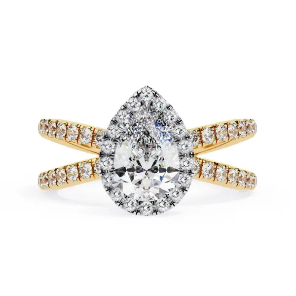 Pear Halo with Split Shank Engagement Ring