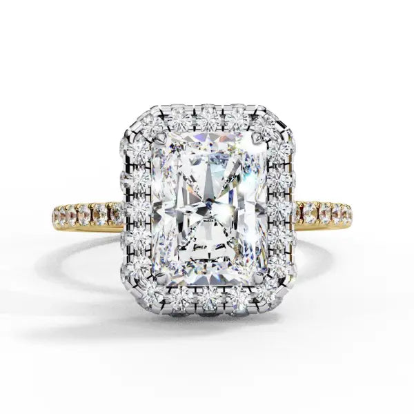 Radiant Unique Halo Engagement Ring