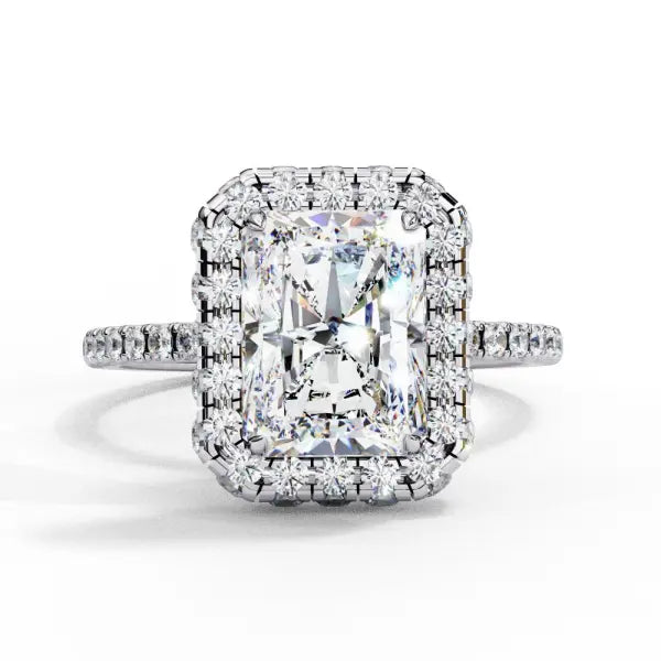 Radiant Unique Halo Engagement Ring