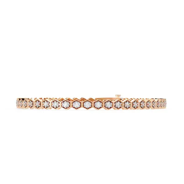 Hexagon Shape With Round Tennis Bracelet