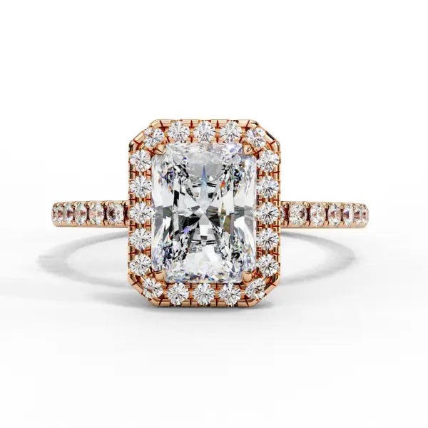 Radiant Halo With Pave Engagement Ring