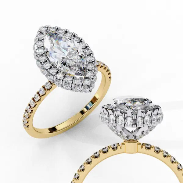 Marquise Unique Halo Engagement Ring