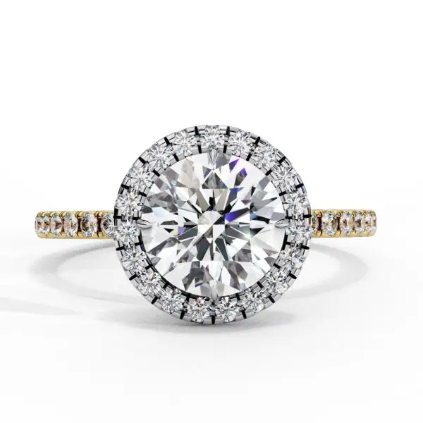 Round Halo with Pave Band Engagement ring