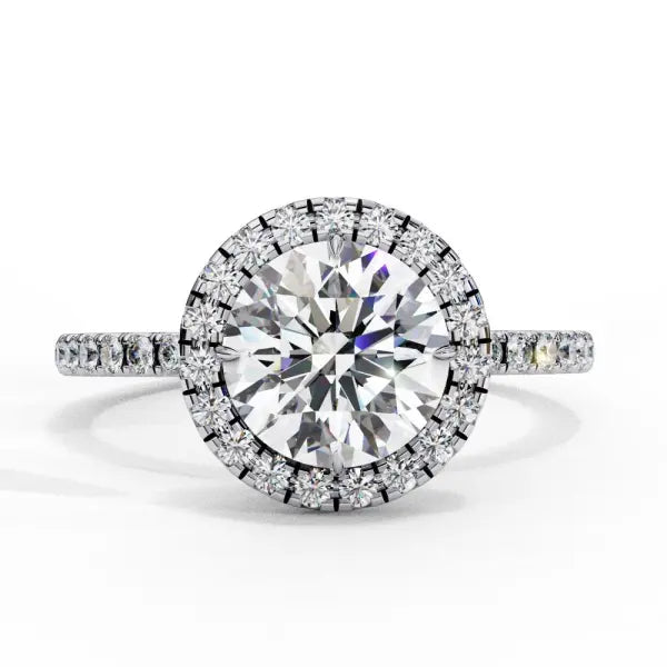 Round Halo with Pave Band Engagement ring