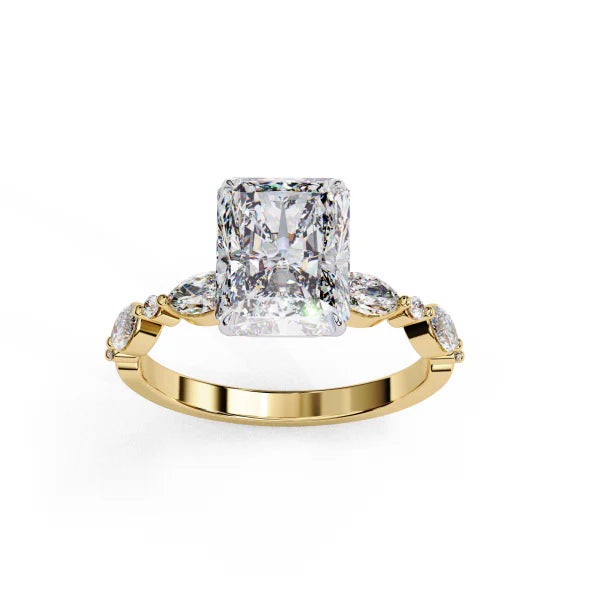 Radiant Solitaire With Accent Engagement Ring