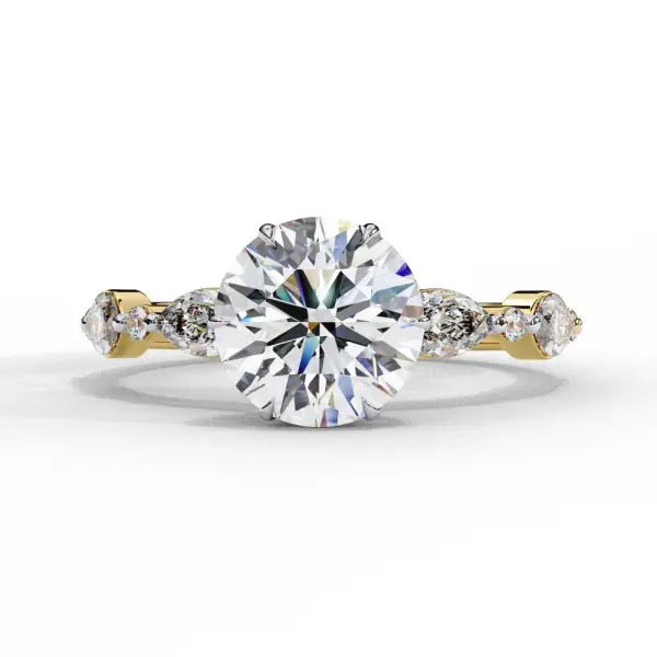 Round Solitaire With Accent Engagement Ring