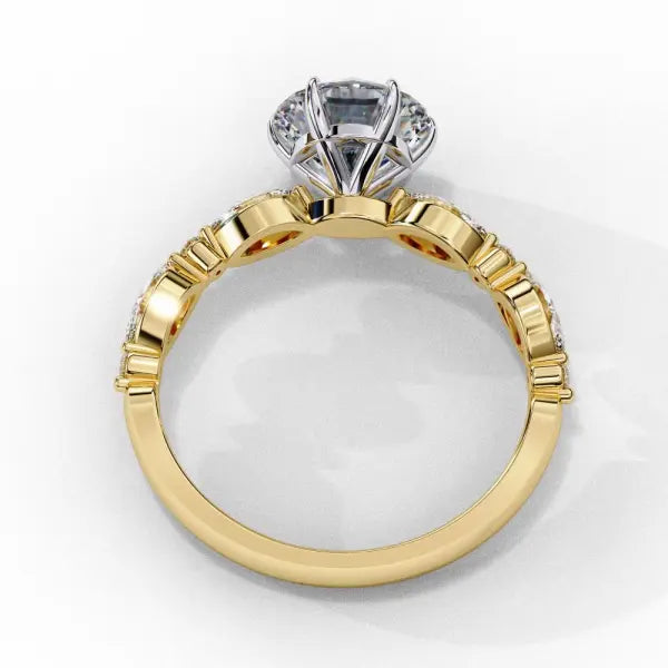 Round Solitaire With Accent Engagement Ring