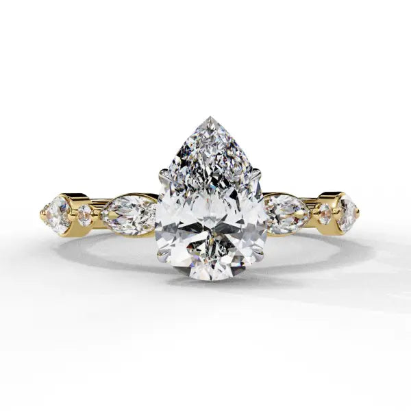 Pear Solitaire With Accent Engagement Ring