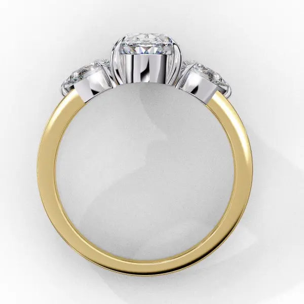 Oval with Pear Three Stone Engagement Ring