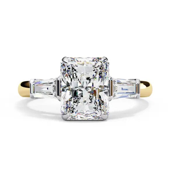 Radiant With Baguette Three Stone Engagement Ring