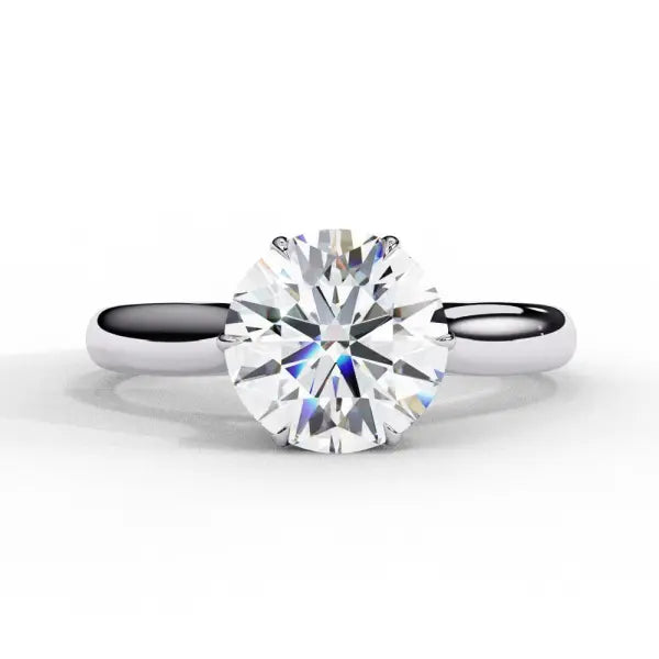 Round Solitaire With 6 Claw Prong Engagement Ring