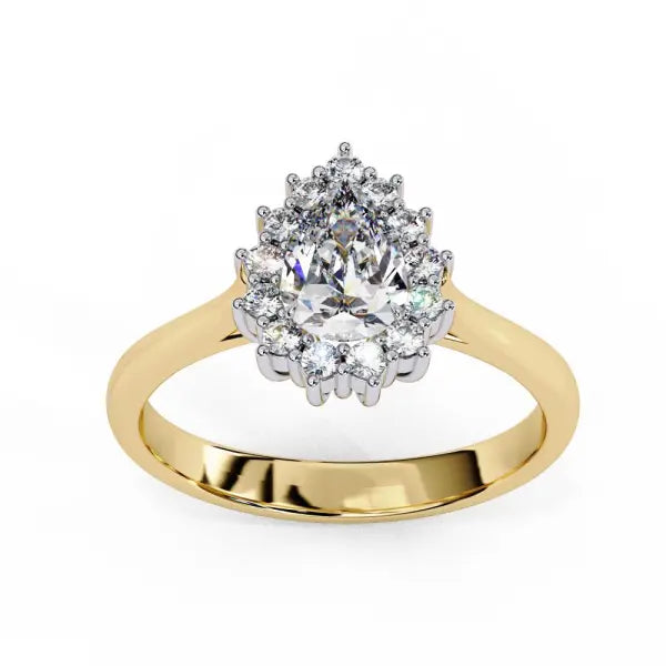 Pear Vintage Halo Engagement Ring