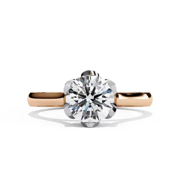 Round Cathedral with Flower Prong Engagement Ring
